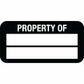 Lustre-Cal Property ID Label PROPERTY OF Polyester Black 1.50in x 0.75in  2 Blank # Pads, 100PK 253772Pe2K0000